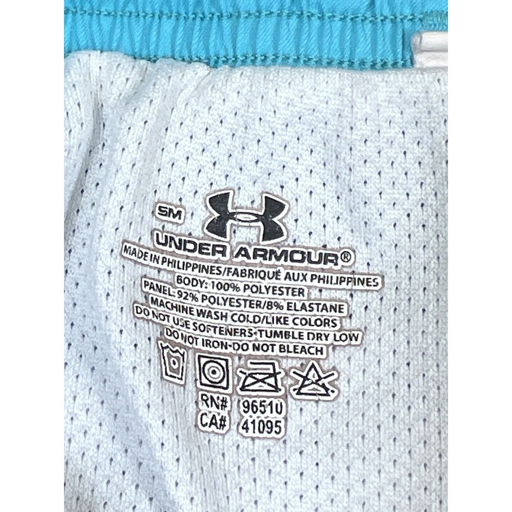 Under Armour Women's Logo Waistband Shorts – Blue/White Size S Back Zip Pocket - Picture 2 of 10